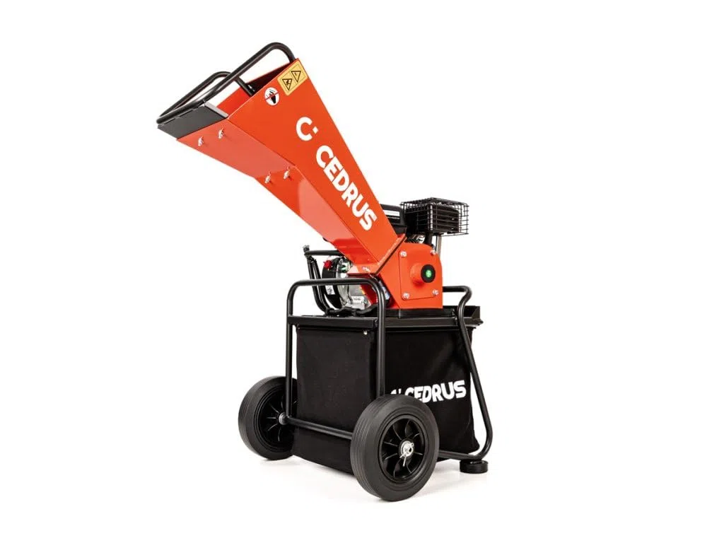 Hahn & Sohn Cedrus RB01C Broyeur d'branches compact avec moteur Loncin – Broyeur à tambour jusqu'à 50 mm – Panier collecteur de 65 l – Broyeur de jardin à essence – Silencieux, robuste, puissant